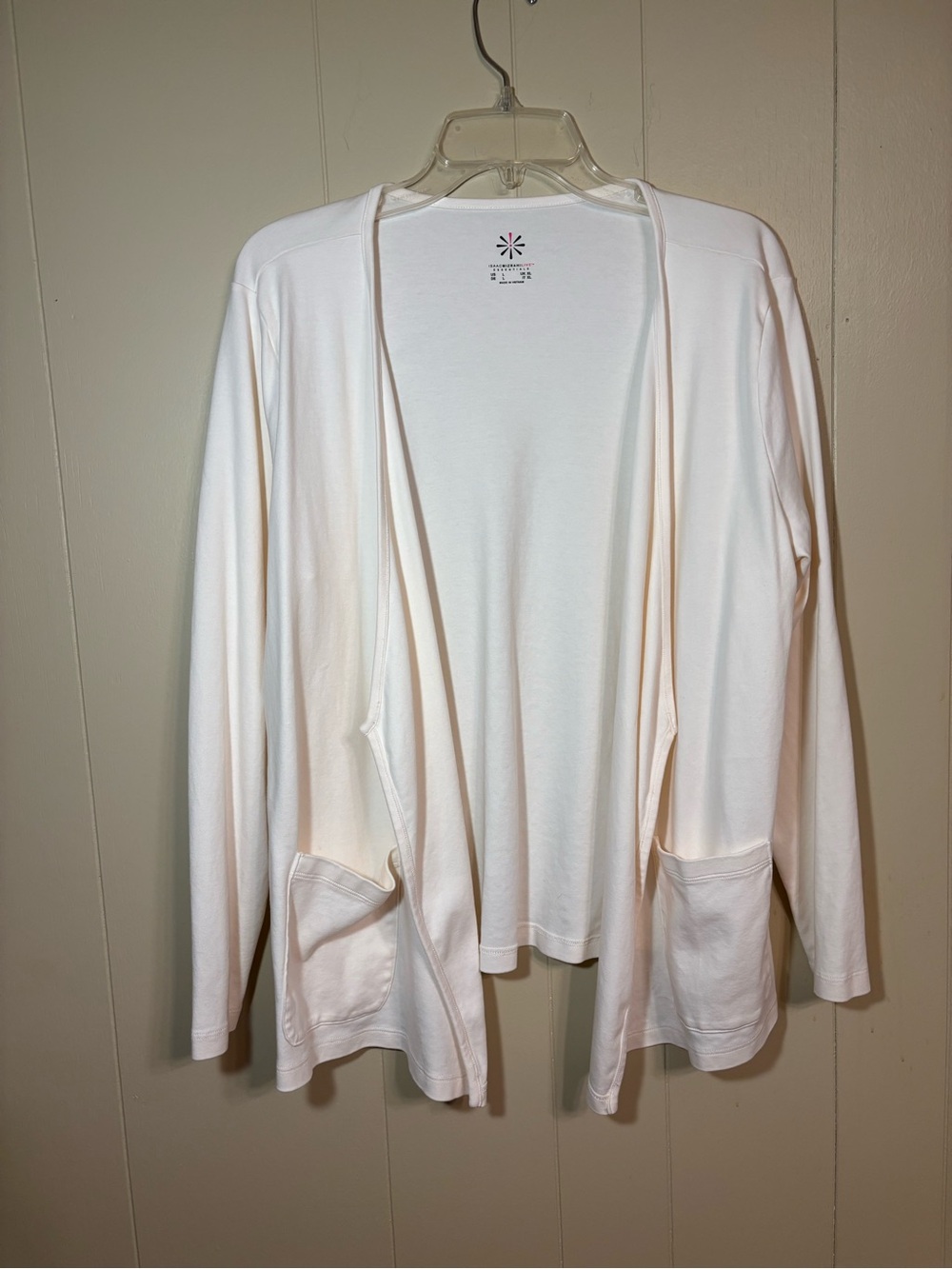 Isaac Mizrahi White Open Front Lightweight Cardigan